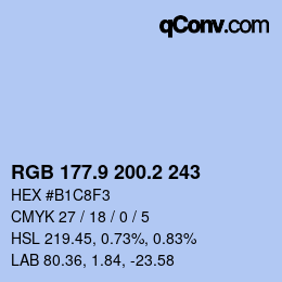 カラーコード: RGB 177.9 200.2 243 | qconv.com