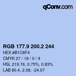 Color code: RGB 177.9 200.2 244 | qconv.com