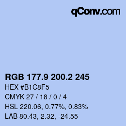Color code: RGB 177.9 200.2 245 | qconv.com