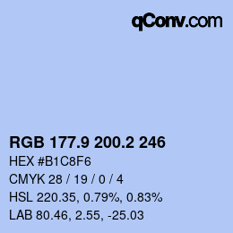 Color code: RGB 177.9 200.2 246 | qconv.com
