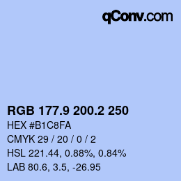 Color code: RGB 177.9 200.2 250 | qconv.com
