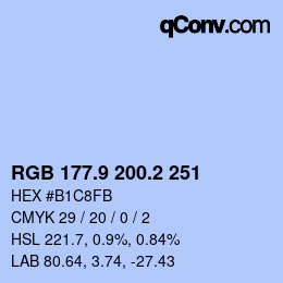 Color code: RGB 177.9 200.2 251 | qconv.com