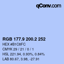 Farbcode: RGB 177.9 200.2 252 | qconv.com
