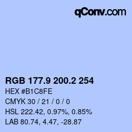 Color code: RGB 177.9 200.2 254 | qconv.com