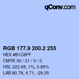 Color code: RGB 177.9 200.2 255 | qconv.com