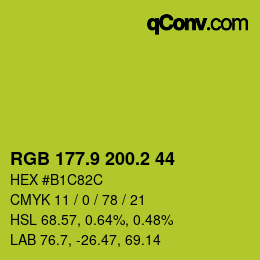 カラーコード: RGB 177.9 200.2 44 | qconv.com
