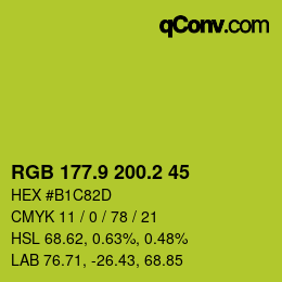 カラーコード: RGB 177.9 200.2 45 | qconv.com