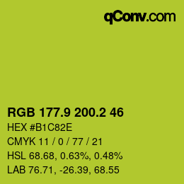 カラーコード: RGB 177.9 200.2 46 | qconv.com