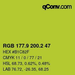 カラーコード: RGB 177.9 200.2 47 | qconv.com