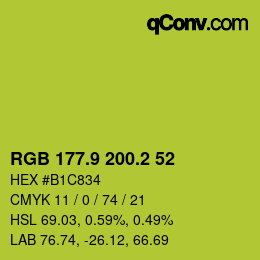 カラーコード: RGB 177.9 200.2 52 | qconv.com