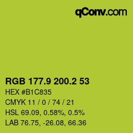 カラーコード: RGB 177.9 200.2 53 | qconv.com