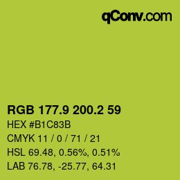 カラーコード: RGB 177.9 200.2 59 | qconv.com
