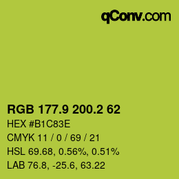 カラーコード: RGB 177.9 200.2 62 | qconv.com