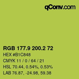 カラーコード: RGB 177.9 200.2 72 | qconv.com