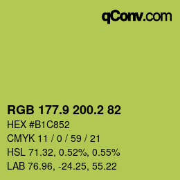 カラーコード: RGB 177.9 200.2 82 | qconv.com