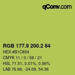 カラーコード: RGB 177.9 200.2 84 | qconv.com