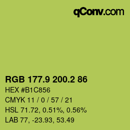 カラーコード: RGB 177.9 200.2 86 | qconv.com