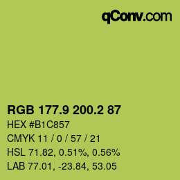 カラーコード: RGB 177.9 200.2 87 | qconv.com