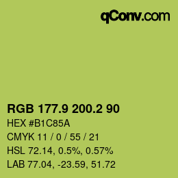 カラーコード: RGB 177.9 200.2 90 | qconv.com