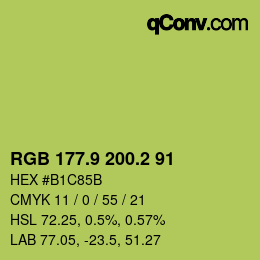 カラーコード: RGB 177.9 200.2 91 | qconv.com