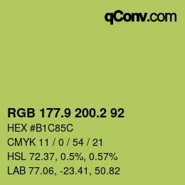 カラーコード: RGB 177.9 200.2 92 | qconv.com