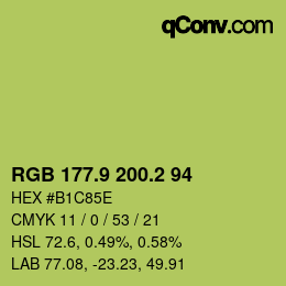 カラーコード: RGB 177.9 200.2 94 | qconv.com