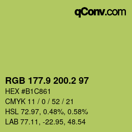 カラーコード: RGB 177.9 200.2 97 | qconv.com