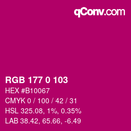 Color code: RGB 177 0 103 | qconv.com