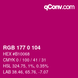 Color code: RGB 177 0 104 | qconv.com