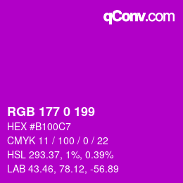 Color code: RGB 177 0 199 | qconv.com