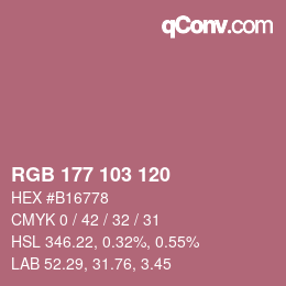 颜色代码: RGB 177 103 120 | qconv.com