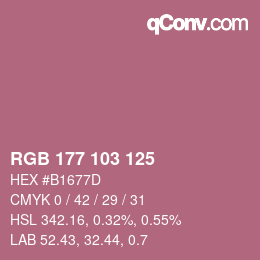 カラーコード: RGB 177 103 125 | qconv.com