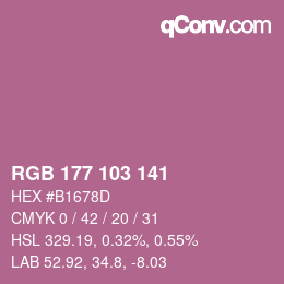 颜色代码: RGB 177 103 141 | qconv.com