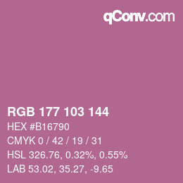 颜色代码: RGB 177 103 144 | qconv.com