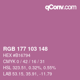 Código de color: RGB 177 103 148 | qconv.com