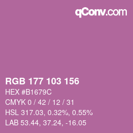 颜色代码: RGB 177 103 156 | qconv.com