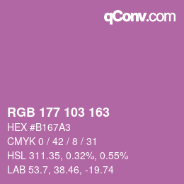 Color code: RGB 177 103 163 | qconv.com