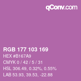 Color code: RGB 177 103 169 | qconv.com