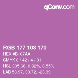 Color code: RGB 177 103 170 | qconv.com