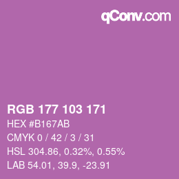 Color code: RGB 177 103 171 | qconv.com
