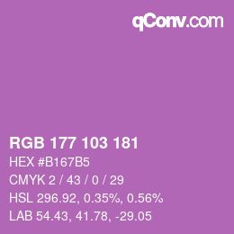 Color code: RGB 177 103 181 | qconv.com