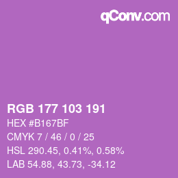 Código de color: RGB 177 103 191 | qconv.com