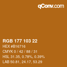 Color code: RGB 177 103 22 | qconv.com