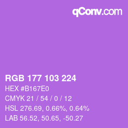 Color code: RGB 177 103 224 | qconv.com
