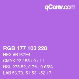 カラーコード: RGB 177 103 228 | qconv.com
