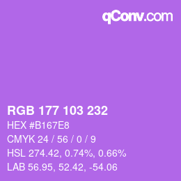Color code: RGB 177 103 232 | qconv.com
