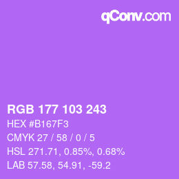 Color code: RGB 177 103 243 | qconv.com