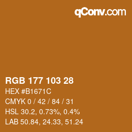 Color code: RGB 177 103 28 | qconv.com