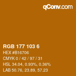 Color code: RGB 177 103 6 | qconv.com