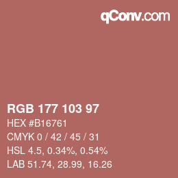 Color code: RGB 177 103 97 | qconv.com